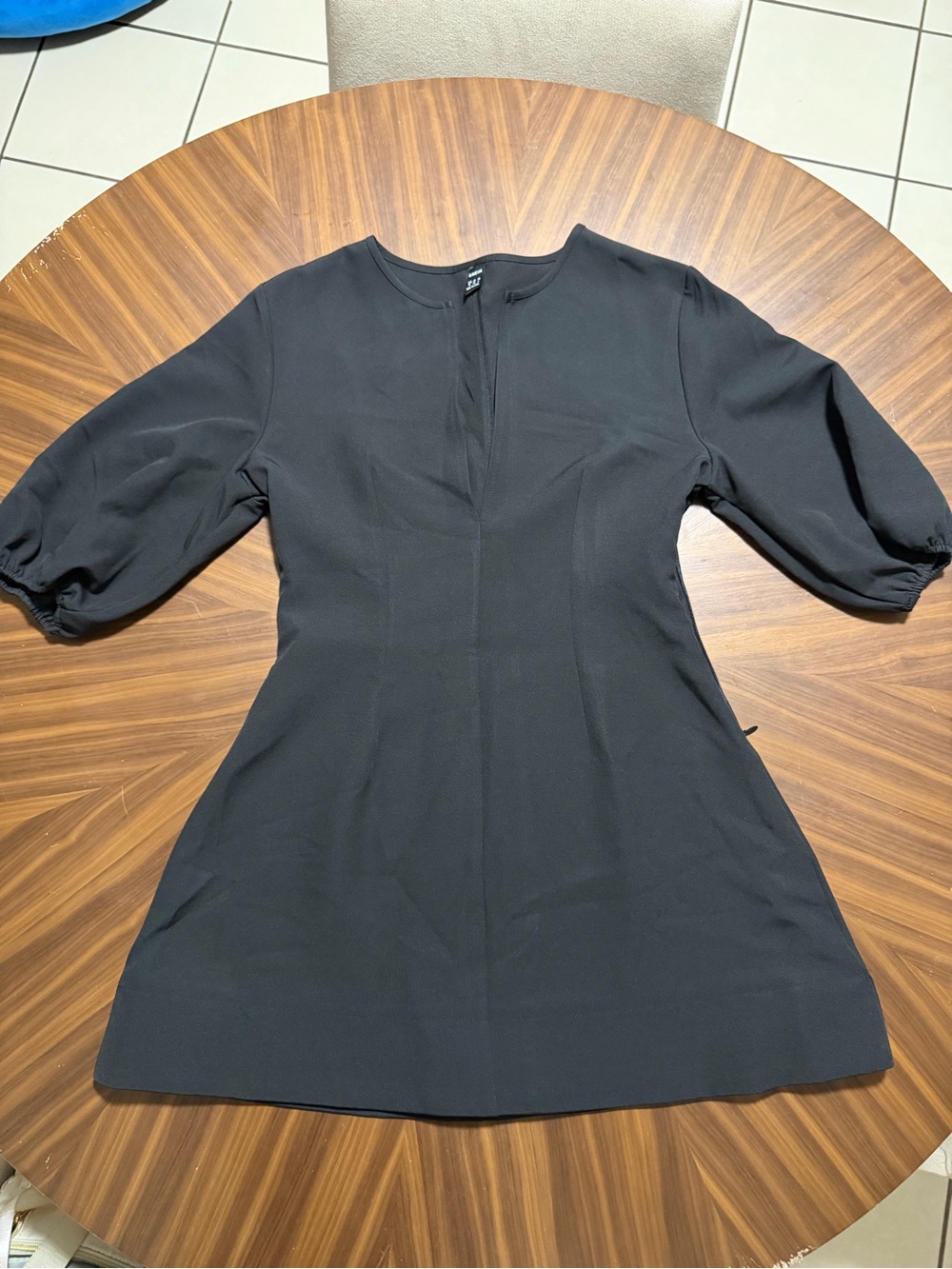 SHEIN Black Backless Puff Sleeve Mini Dress